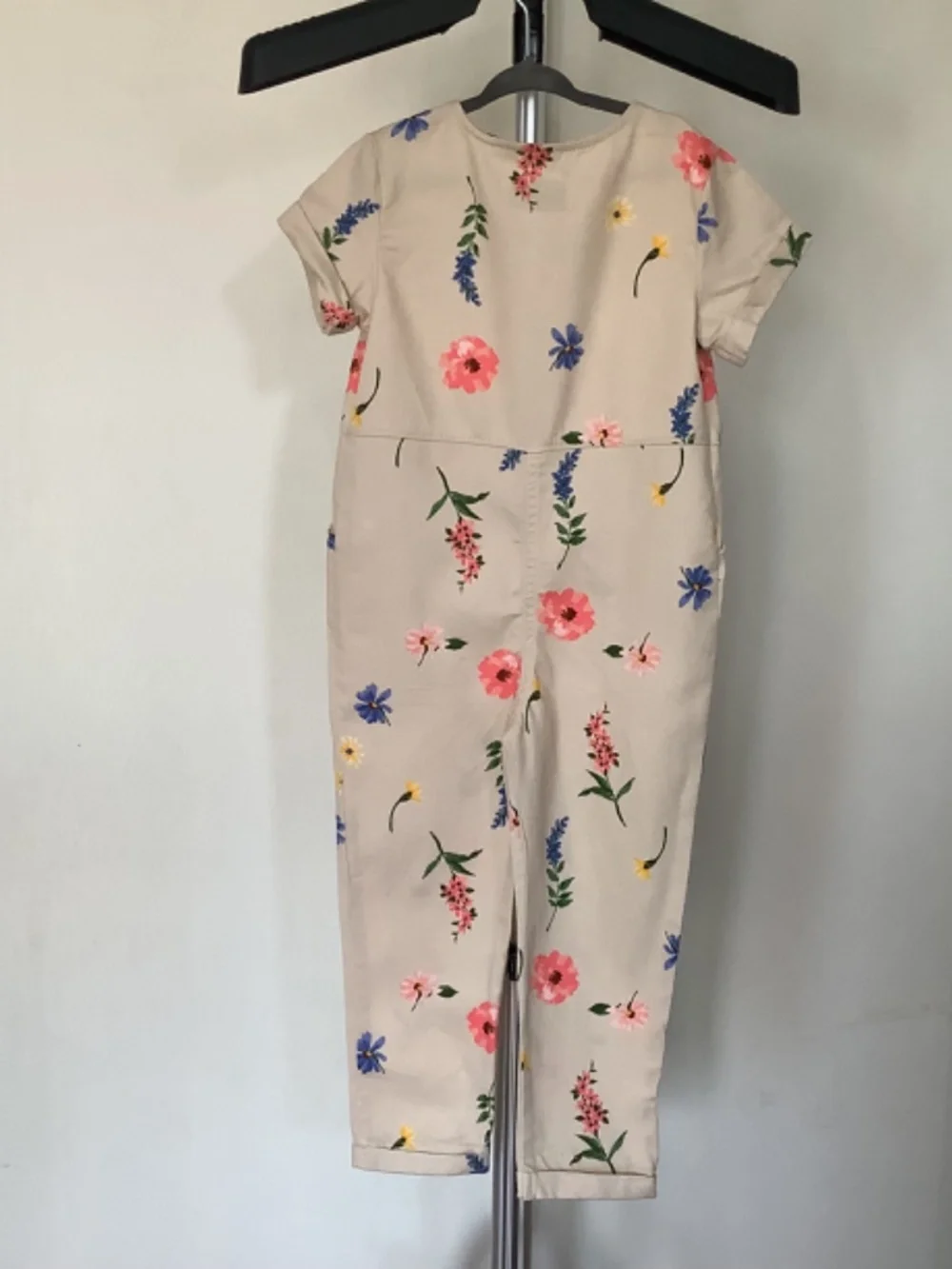 Old Navy Little Girls 4T Khaki Floral 100% Cotton Button Casual Jumpsuit Pockets